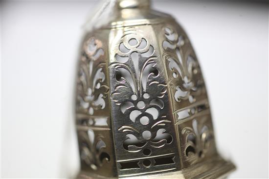 A George I silver octagonal baluster caster, 4.5 oz.